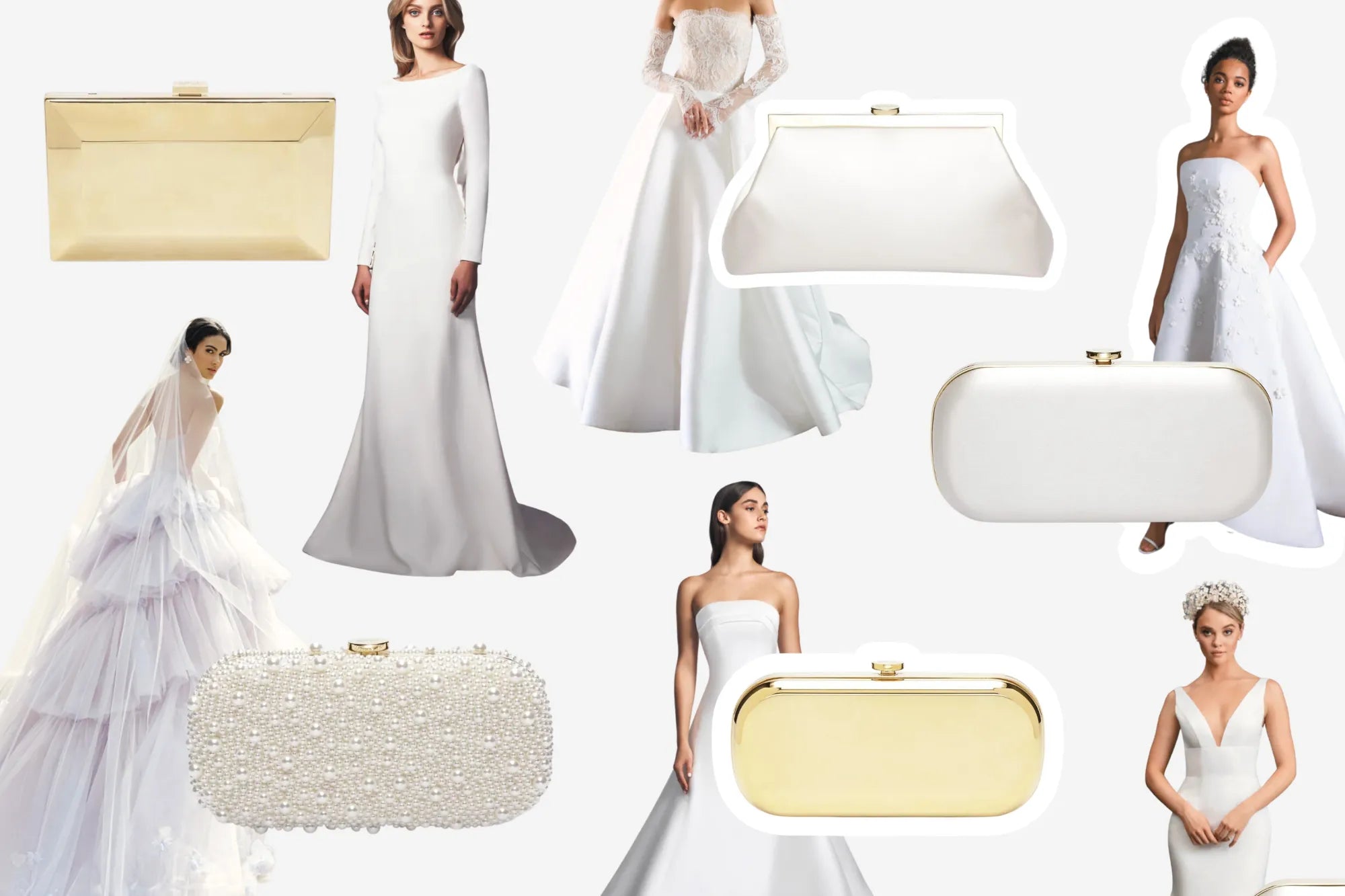 Anne Barge Dresses with Bella Rosa Bridal Clutch Purses.