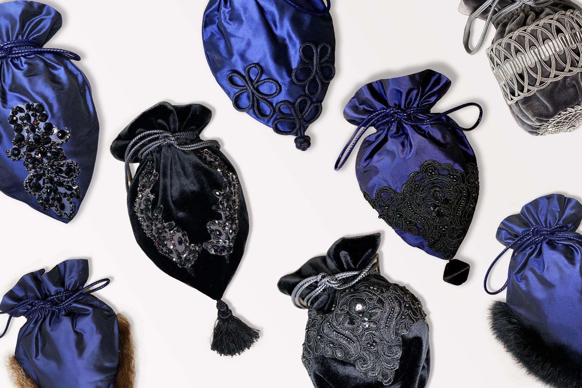 Eight drawstring hand bags produced for Netflix