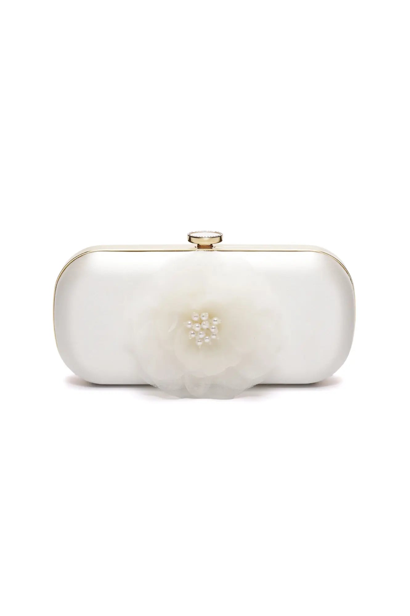 Grande Ivory Bella Fiori Clutch Duchess Satin Designer Bridal Evening Bag