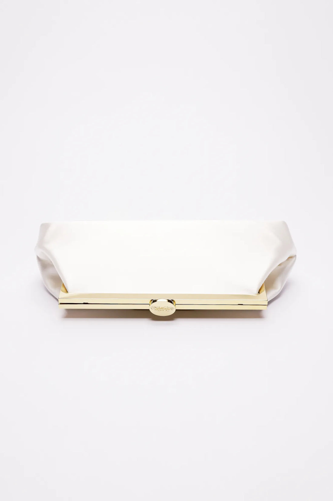 Top view of a white bridal clutch.
