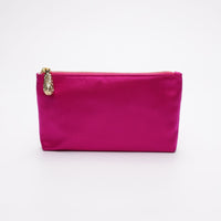 Hot pink satin pouch.