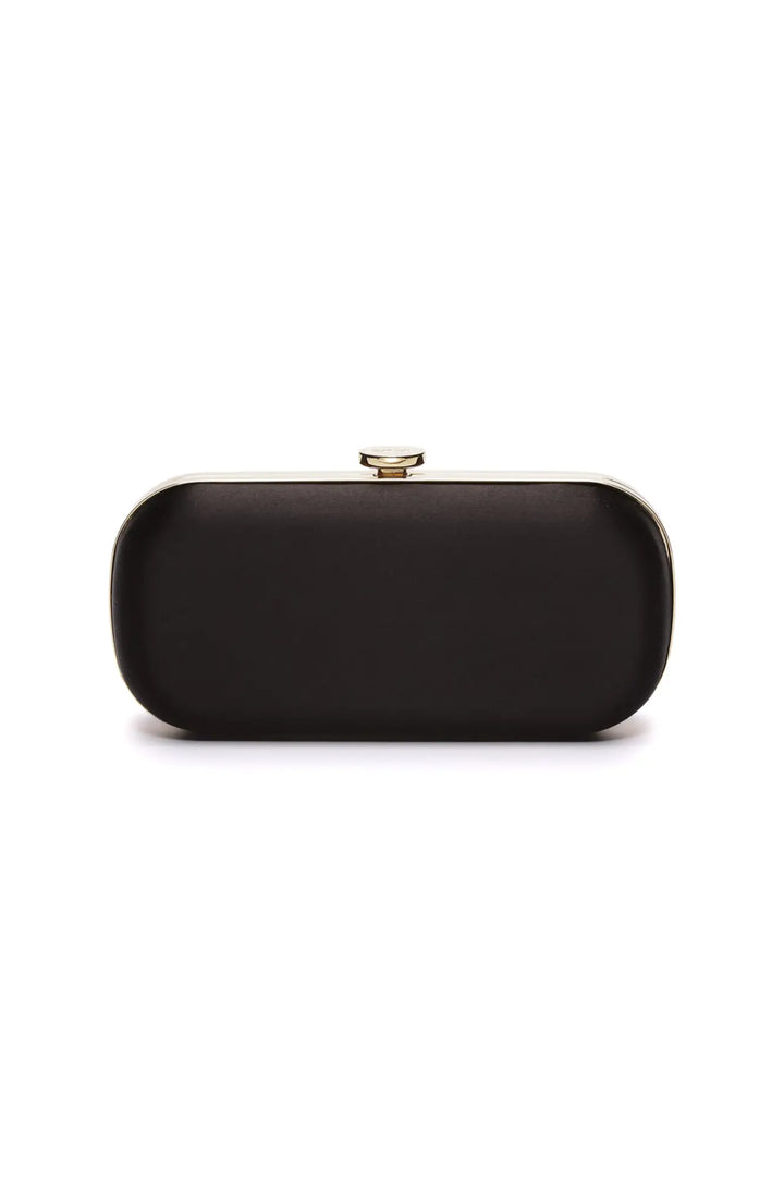 The Bella Rosa Collection black clutch purse on a white background.