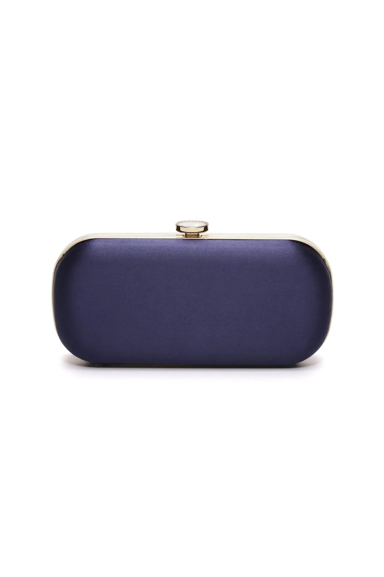 The Bella Rosa Collection Bella Clutch Navy Blue Grande Isolated on a White Background.