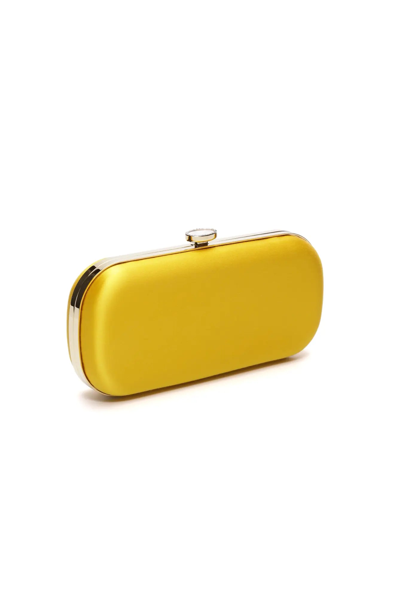 Bright yellow Bella Clutch Limoncello Yellow Grande from The Bella Rosa Collection against a white background.