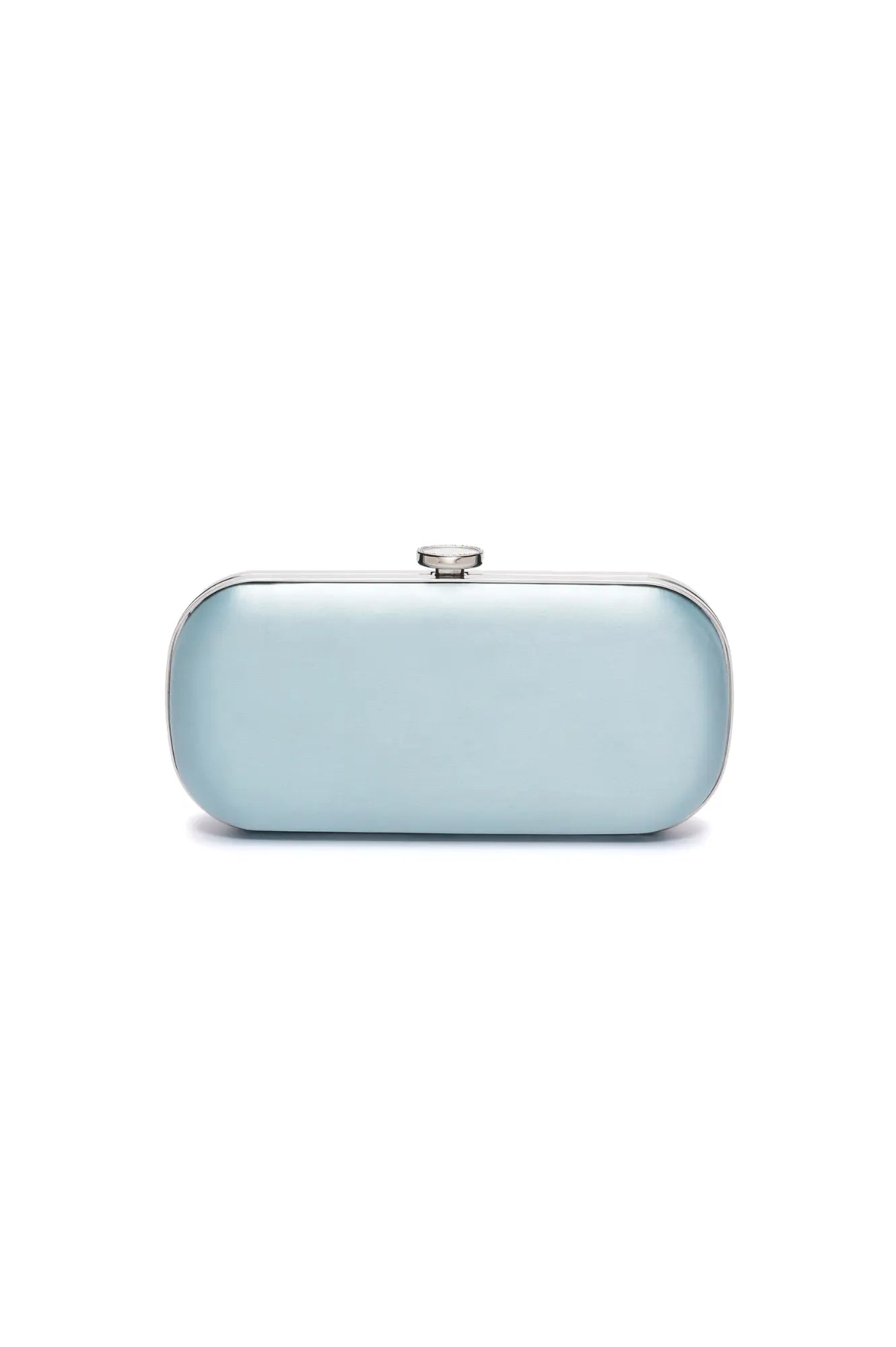 Mini Bella Clutch Cinderella Blue Petite on a white background from The Bella Rosa Collection.
