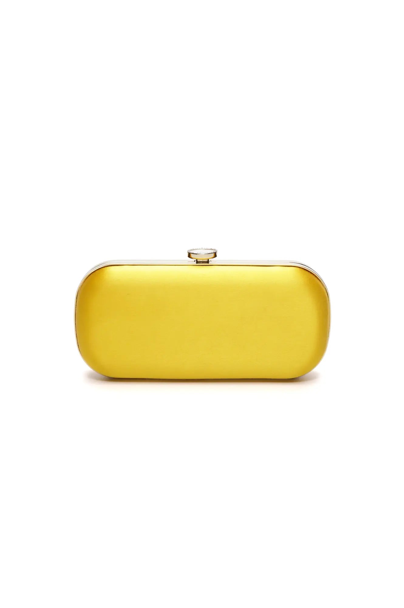 A Bella Clutch Limoncello Yellow Petite from The Bella Rosa Collection on a white background.