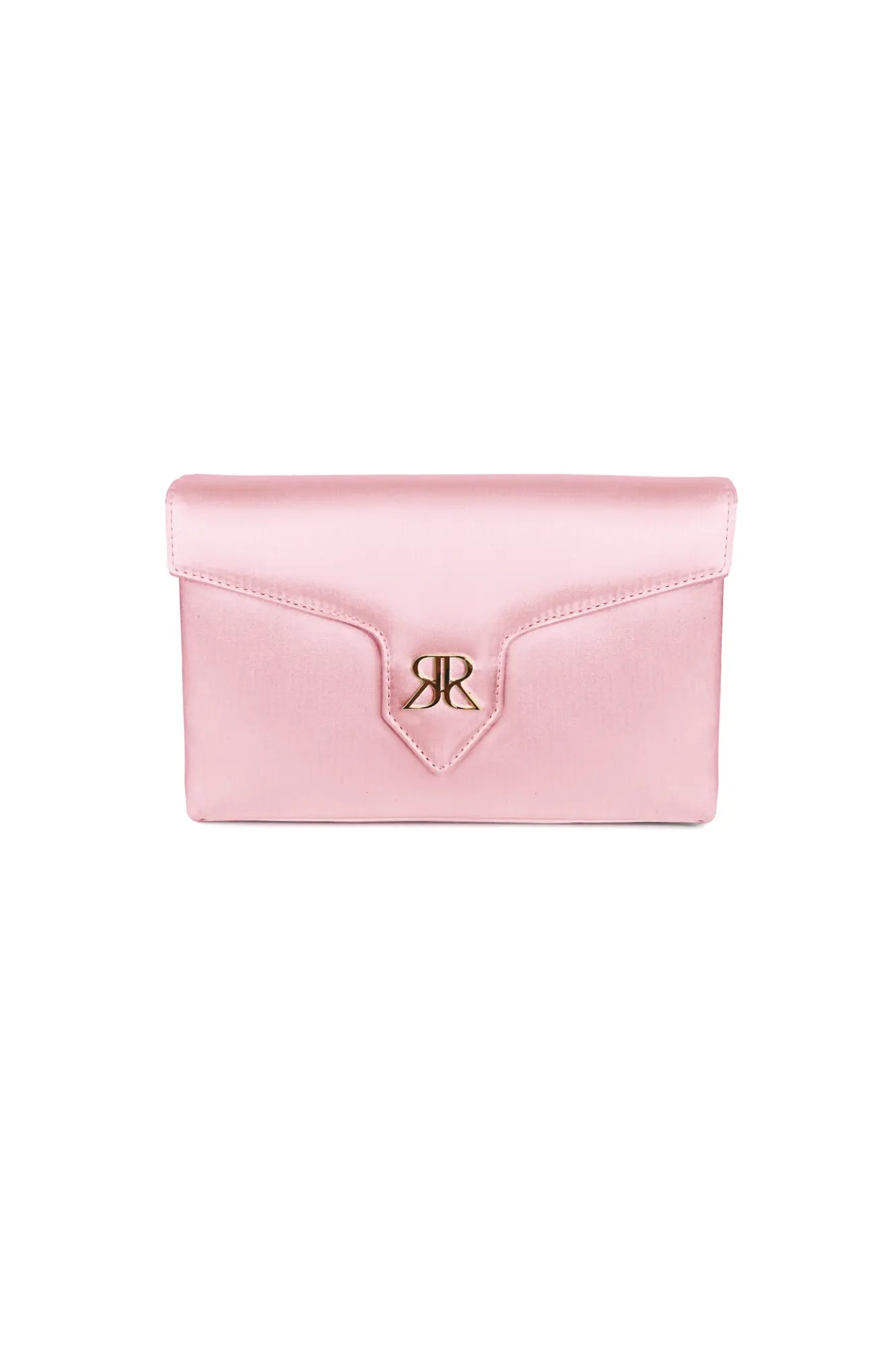 Love Note Envelope Clutch Pink Sky from The Bella Rosa Collection with a branded metallic closure on a white background.