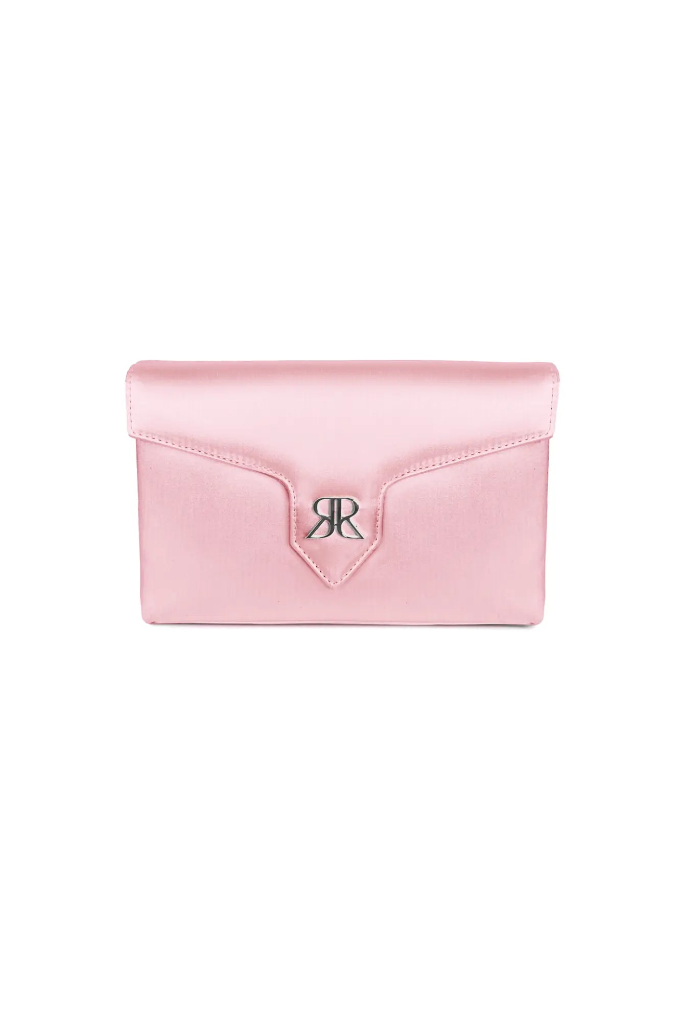 Love Note Envelope clutch purse with logo clasp on a white background by The Bella Rosa Collection.
