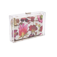 Transparent The Bella Rosa Collection Mia Fiori Clutch - Acrylic with Interior Floral Satin Zipper Pouch
