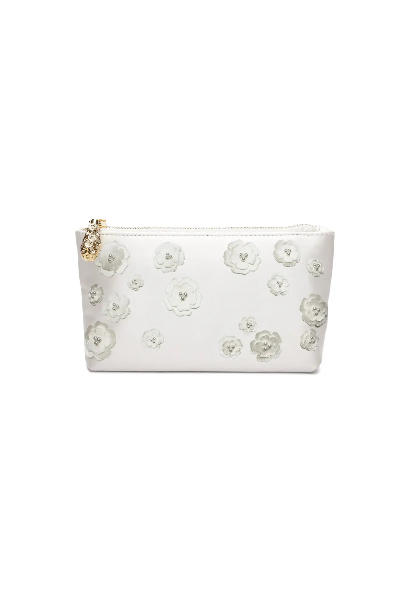 Hayden Clutch - 3D Flowers by The Bella Rosa Collection with a gold zipper, handcrafted in Florence.