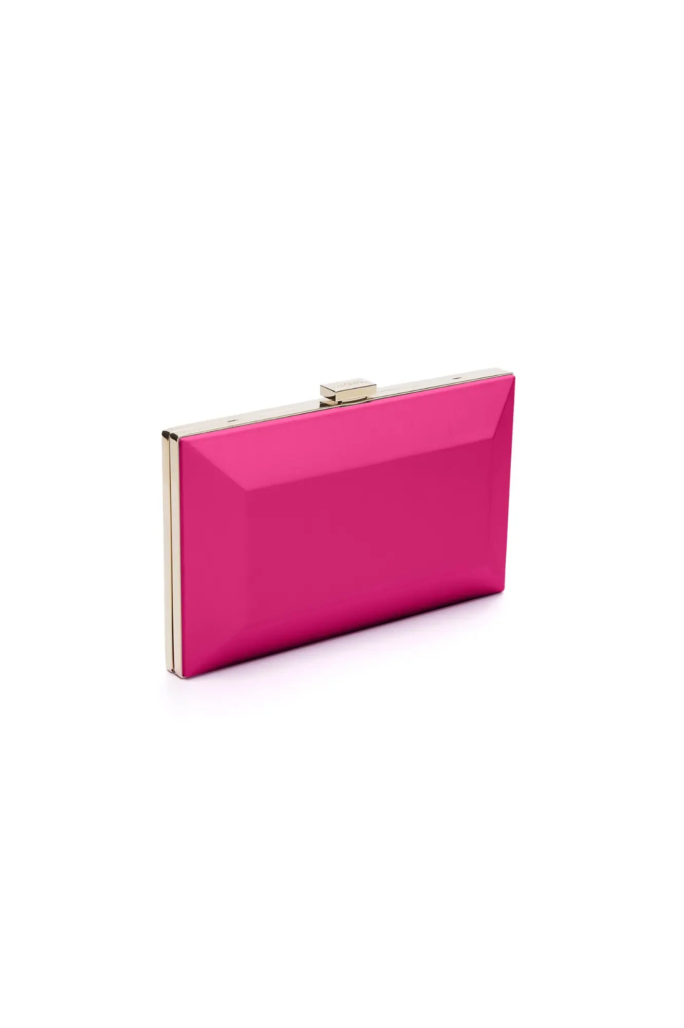Hot pink Milan Clutch x MICAELA purse from The Bella Rosa Collection on a white background.