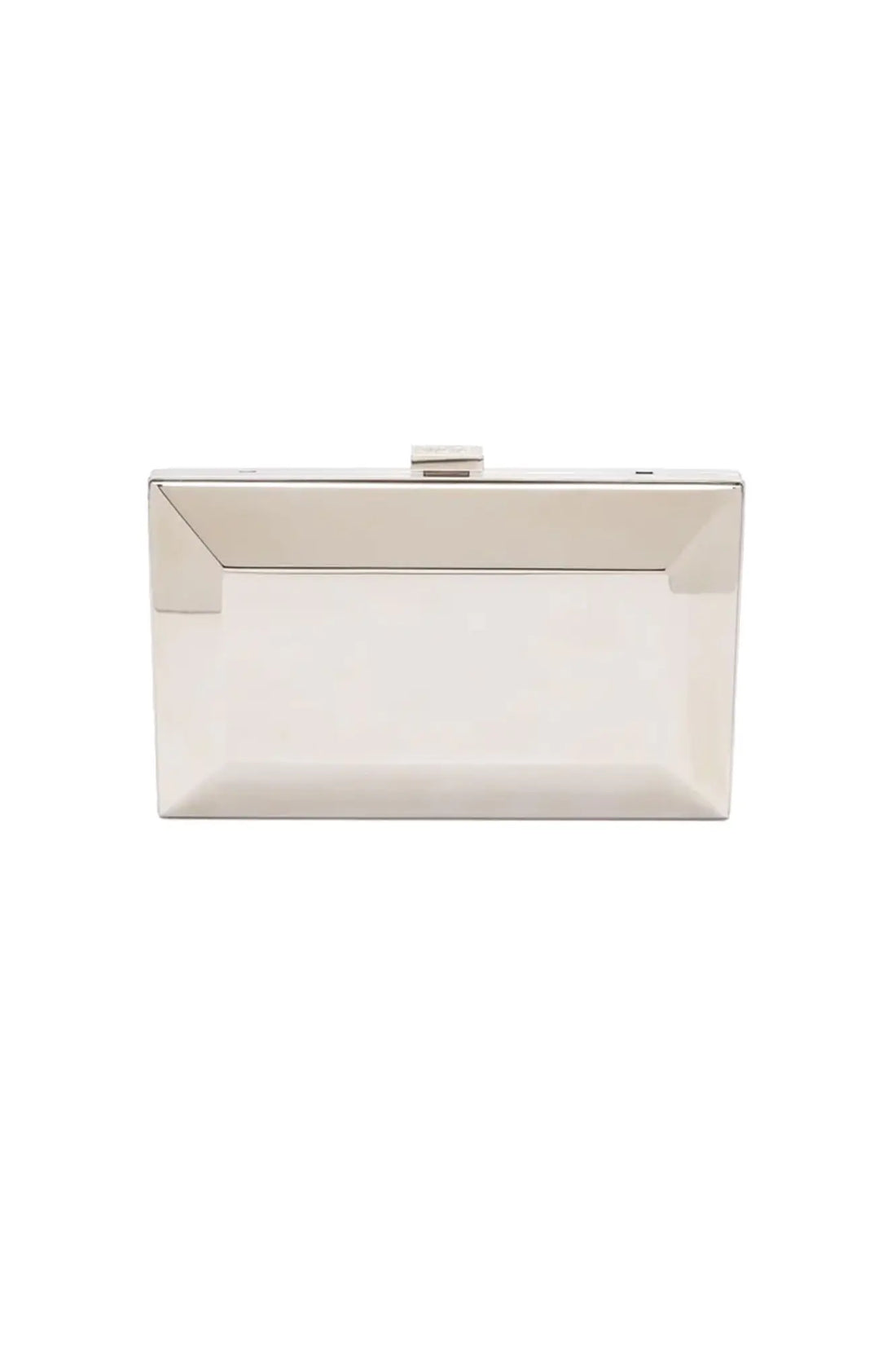Ivory-colored Milan Clutch x MICAELA -Silver Metallic purse from The Bella Rosa Collection on a white background, embodying Italian craftsmanship.