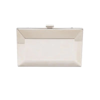 Ivory-colored Milan Clutch x MICAELA -Silver Metallic purse from The Bella Rosa Collection on a white background, embodying Italian craftsmanship.