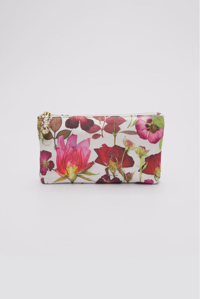 360 View of the Floral Satin Zipper Pouch