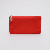 360 view of the Mia satin pouch purse in red.