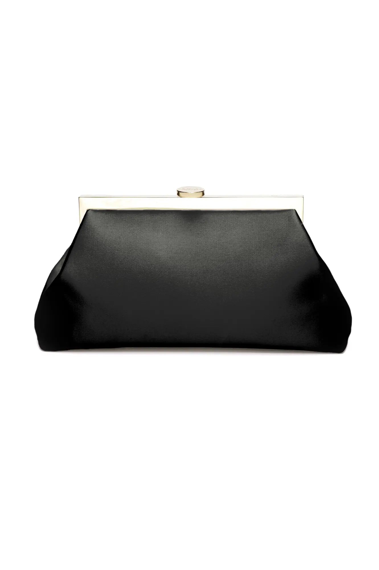 Rosa Clutch - Nera Black evening clutch from The Bella Rosa Collection with a metallic clasp and frame.
