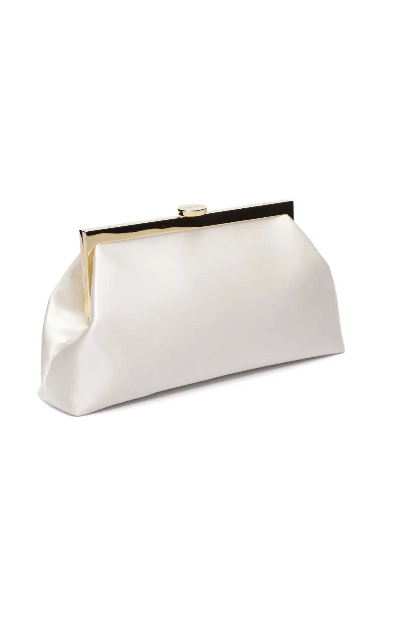 Elegant Italian Rosa Clutch - Ivory with gold-tone frame from The Bella Rosa Collection.