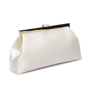 Elegant Italian Rosa Clutch - Ivory with gold-tone frame from The Bella Rosa Collection.