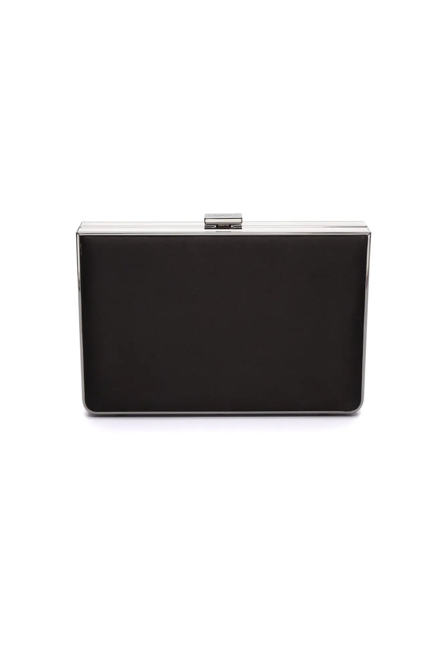 Bespoke Venezia Clutch x MICAELA - Black Leather with metallic clasp on a white background, embodying Italian sophistication by The Bella Rosa Collection.