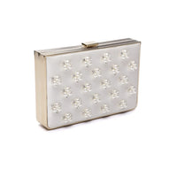 Bella Rosa Collection MICAELA Collaboration Venezia Bridal Pearl with Crystals Clutch with gold-tone hardware.