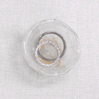 Clear rock crystal quartz ring dish for bridal gift with gold butterfly feet.